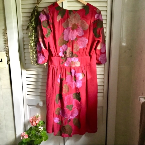 {Etcetera} Embroidered Floral Fuchsia Midi Dress - Picture 3 of 8